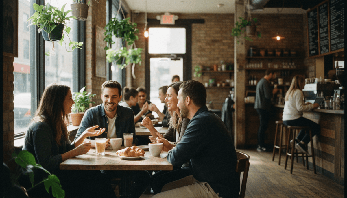 Group having fun in bar